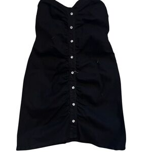 Forever 21 Black Strapless Dress with Button Accents